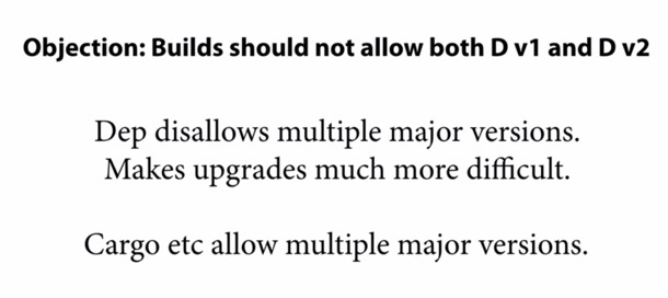 Supporting the availabilty of a binary with the two same pacakge of different versions is really troublesome for authors. However, when it comes to the users of the package, not allowing it would be a real problem. Considering the fact that the users would generally outnumber the authors, we should not prevent using two same pacakges at once.